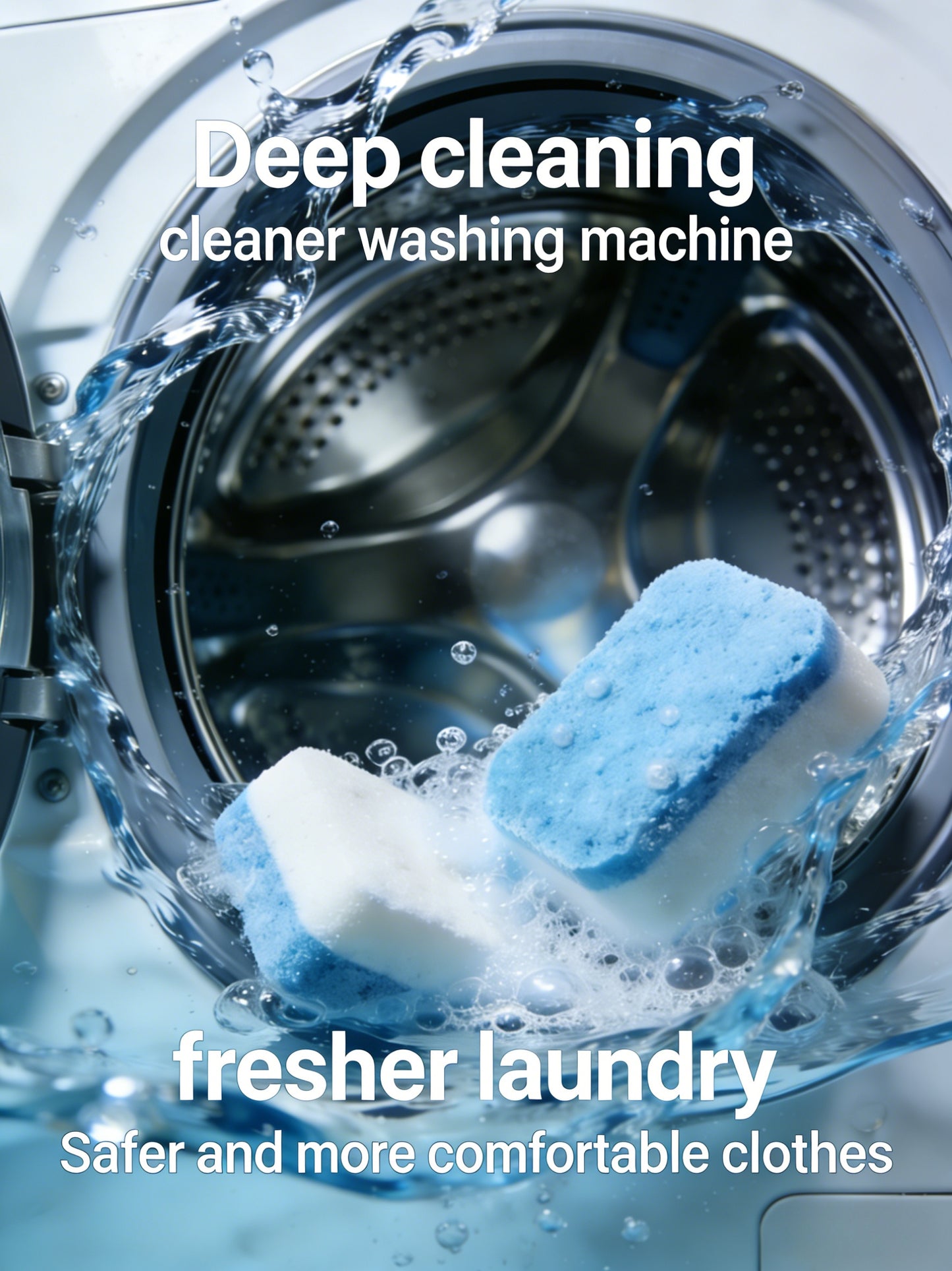 KLEKPUE Washing Machine Cleaner Descaler 12 Tablets - Deep Cleaning Tablets For HE Front Loader & Top Load Washer, Septic Safe Eco-Friendly Deodorizer, Clean Inside Drum and Laundry Tub Seal
