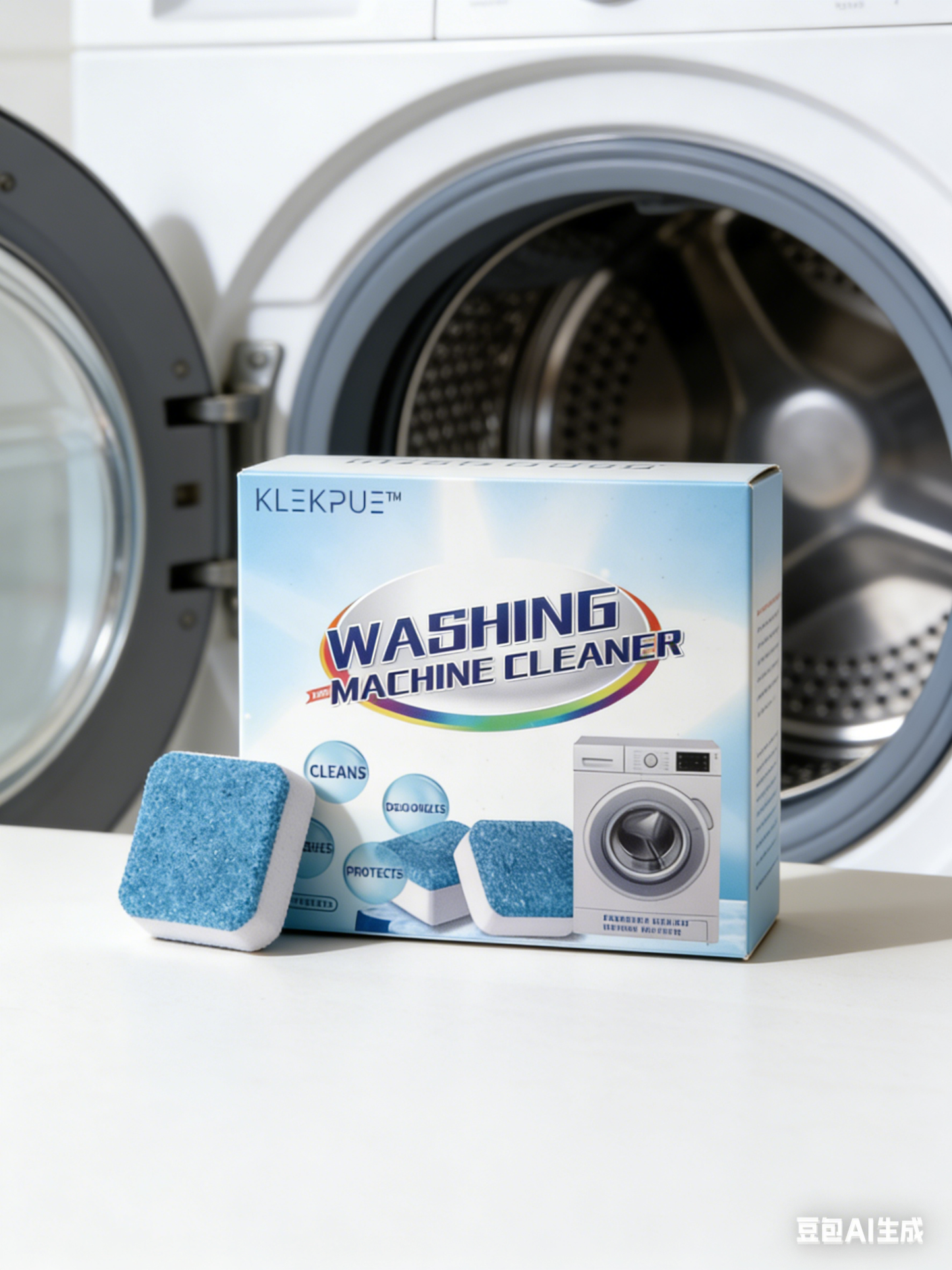 KLEKPUE Washing Machine Cleaner Descaler 12 Tablets - Deep Cleaning Tablets For HE Front Loader & Top Load Washer, Septic Safe Eco-Friendly Deodorizer, Clean Inside Drum and Laundry Tub Seal