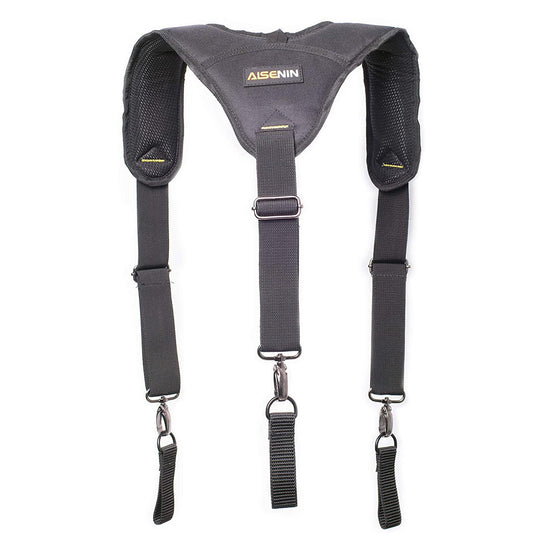 AISENIN Heavy-Duty Tool Belt Suspenders for Men, 3 Point Padded Suspenders Construction Suspender for Tool Belt