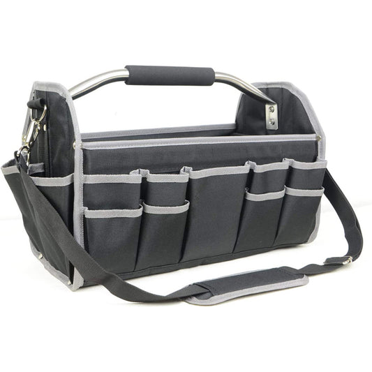 Heavy Duty Tool Bag Organizer Wide Mouth Waterproof Canvas Molded Shoulder Strap Construction Carpentry Gardening Electrician