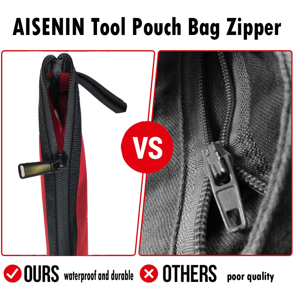 AISENIN Zipper Tool Pouch Small Tool Bag Organizer Multipurpose Tool Bag Carry Case For Small Tools(RED)