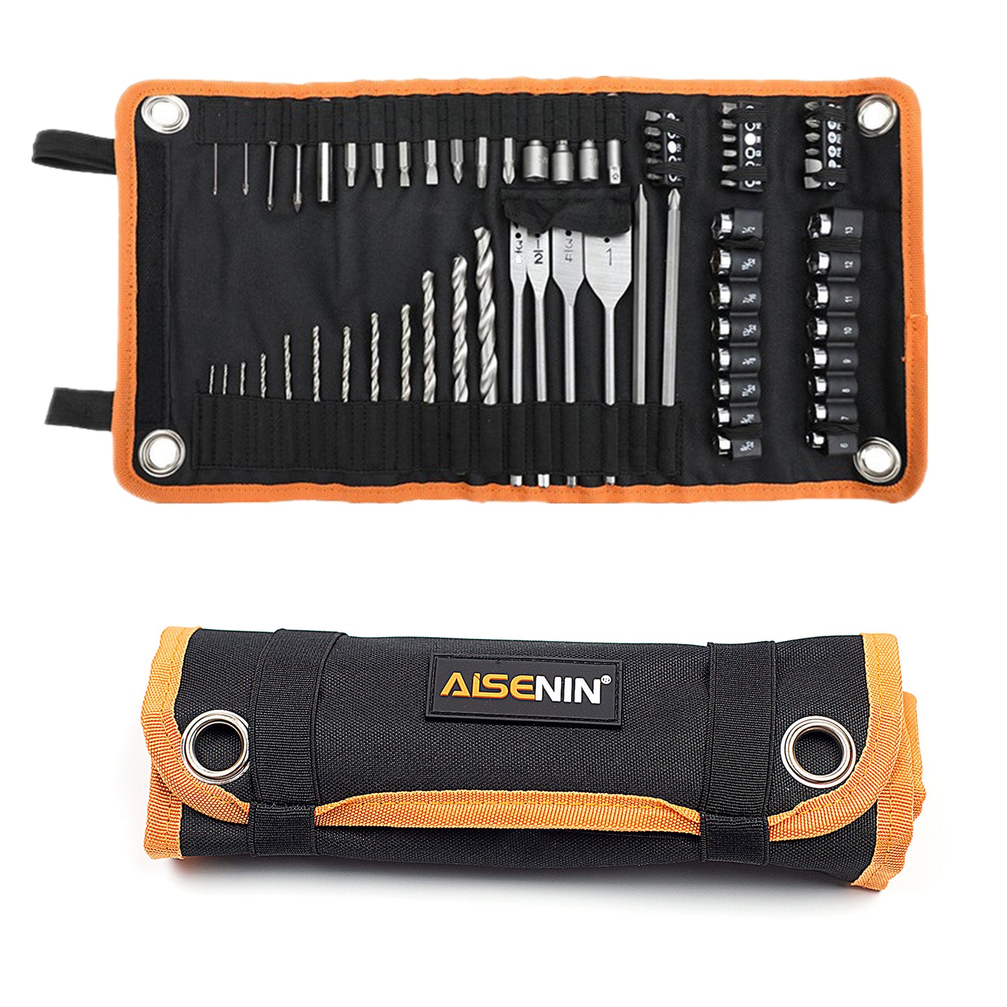 AISENIN Tool Roll Organizer Rolling Tool Bag Pouch for Drill Bits, Socket Set