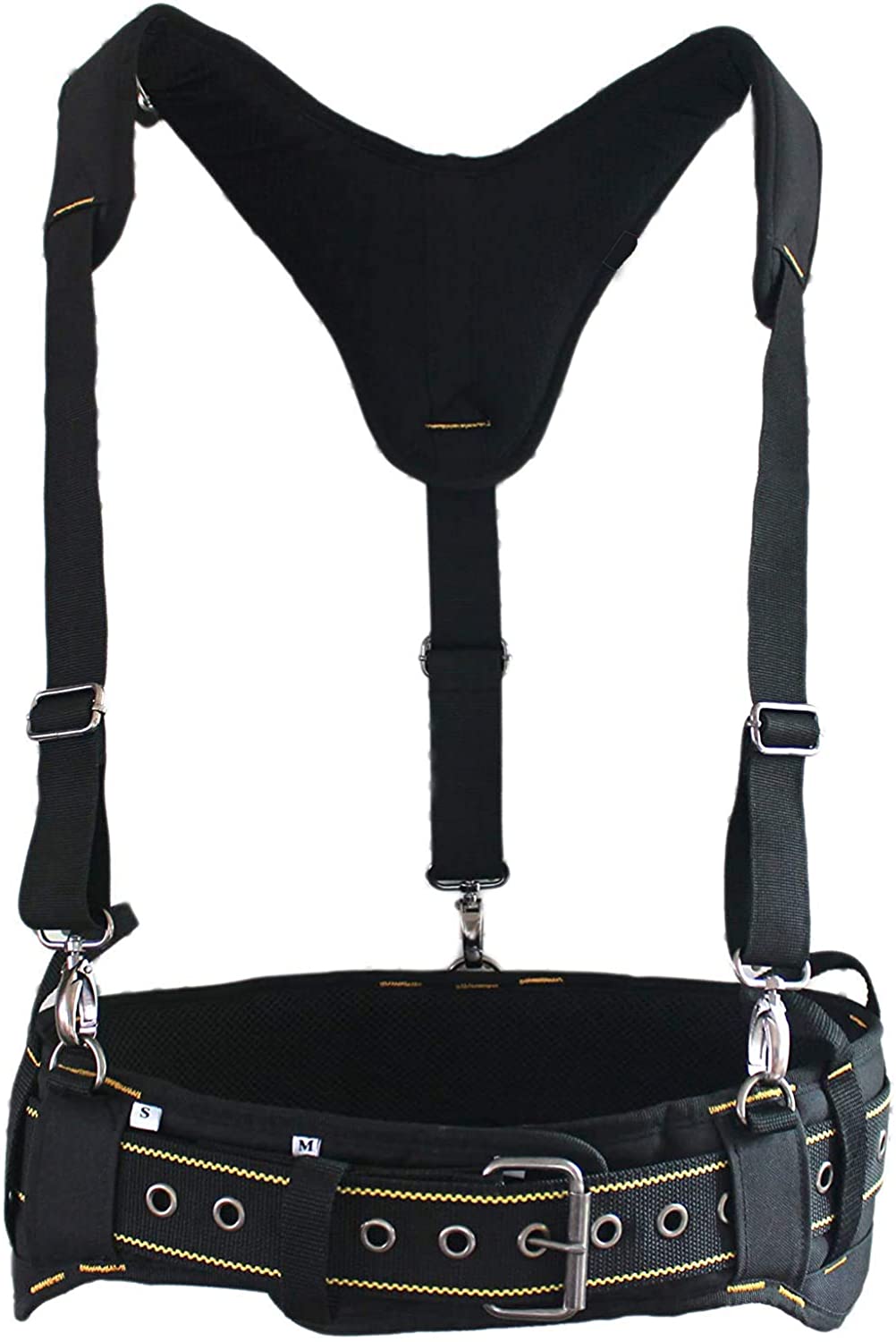 AISENIN Heavy-Duty Tool Belt Suspenders for Men, 3 Point Padded Suspenders Construction Suspender for Tool Belt
