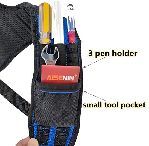 AISENIN 3 Point Tool Belt Suspenders for Men Tool Pouch Suspenders with Pockets, Blue