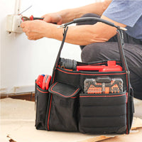 18-Pocket Electrical and Maintenance Tool Carrier, Open Top Foldable Smart Design Tools Bag