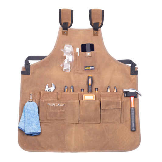 Heavy Duty Waxed Canvas Work Apron Woodworking Apron With Pockets