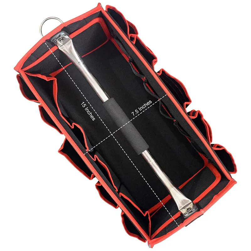 16 Inches Open Top Tool Tote Bag 22 Pockets 1680 D Reinforced Material Tool Caddy For Electricians