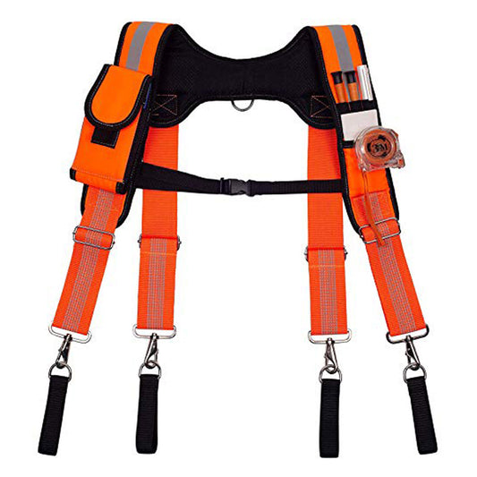 AISENIN Padded Tool Belt Suspenders Carpenters Suspenders Tool Belt Heavy-duty Reflective Safety Suspenders