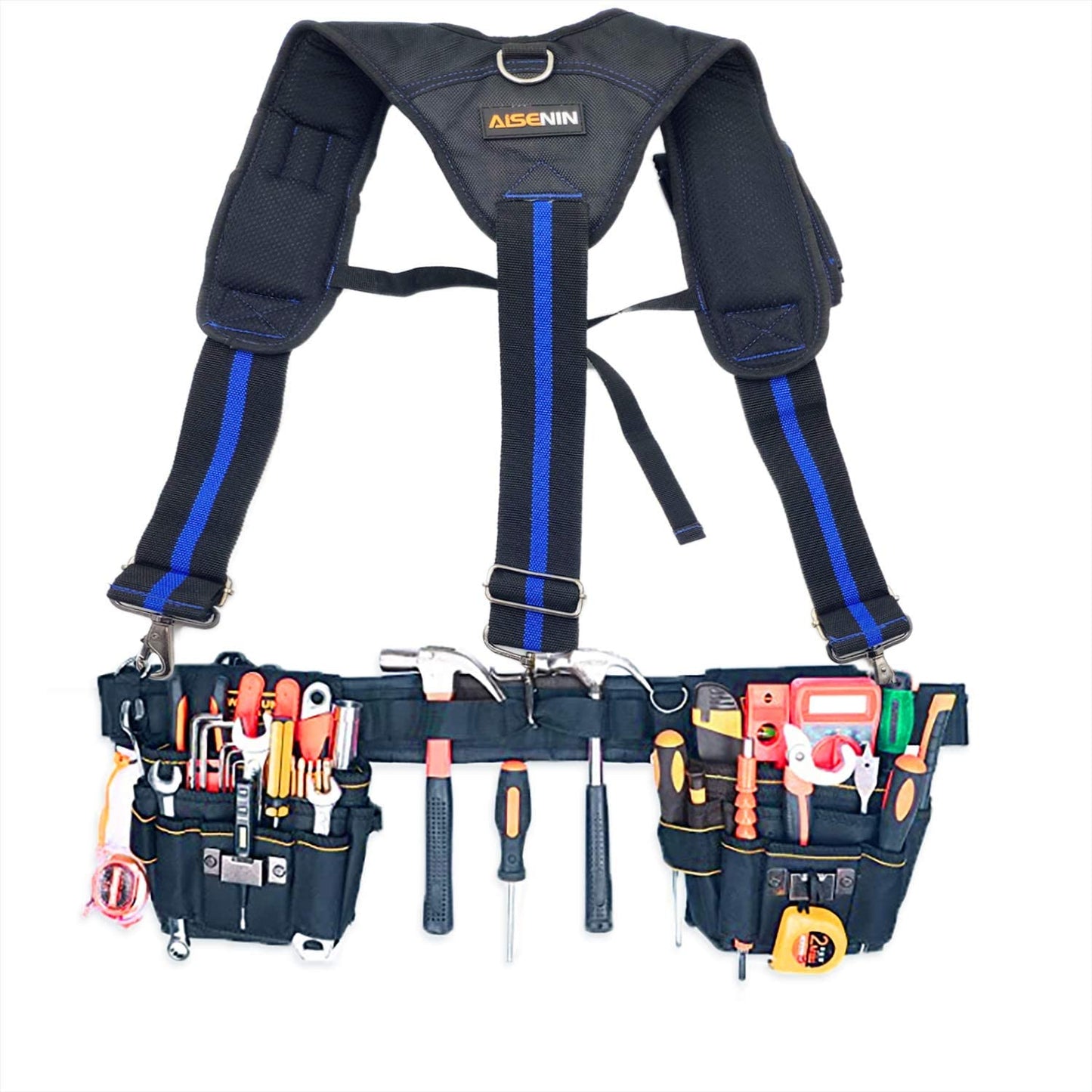 AISENIN Tool Belt Suspenders, Tool Pouch Suspenders for Tool Belt, Includes Phone Pouch Pen Holder Tool Belt Loops（Without Tools)