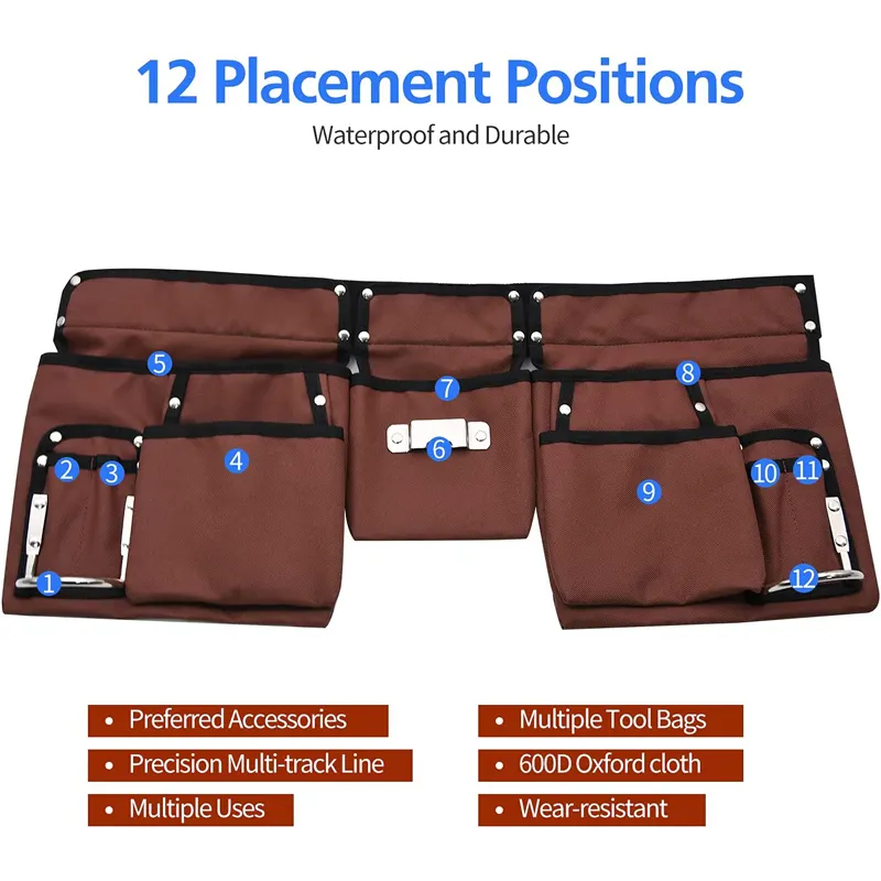 Rig Tool Utility Belt Pouch Bag For Carpenter Construction Framers Handyman Electrician