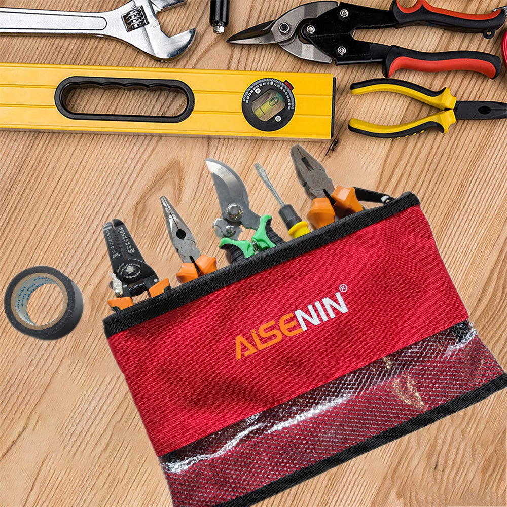 AISENIN Zipper Tool Pouch Small Tool Bag Organizer Multipurpose Tool Bag Carry Case For Small Tools(RED)